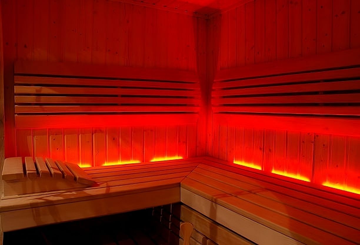 Inside a chromotherapy sauna