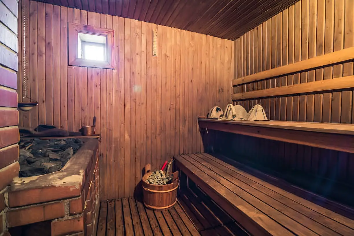 The inside of a Traditional Sauna